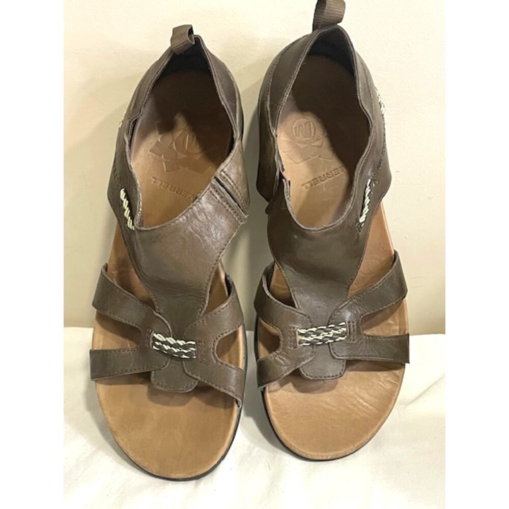 Merrell Flaxen Espresso Women's Sandal Gladiator Brown Leather Size 10